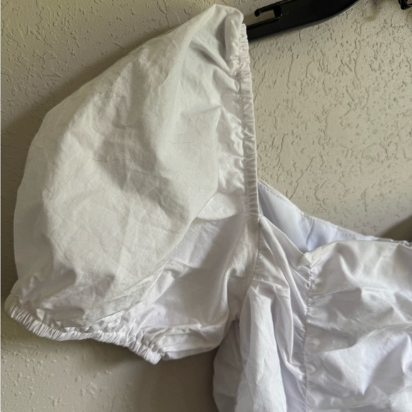 Superdown White Ruched Bodycon Mini Dress Womens S Bridal Shower Bachelorette - Picture 3 of 6